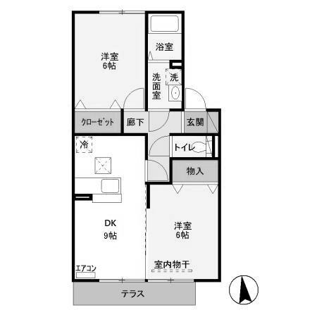 エスペランサK(2DK/1階)の間取り写真