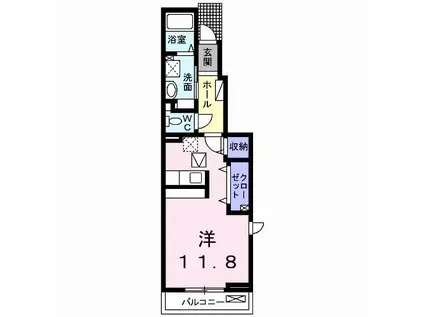 ボヌールF(ワンルーム/1階)の間取り写真