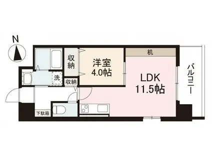 LALA CHANTER(1LDK/3階)の間取り写真