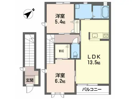 シャーメゾン保田(2LDK/2階)の間取り写真