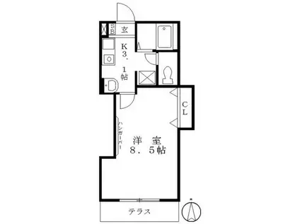 ブリムヒル荻窪(1K/1階)の間取り写真