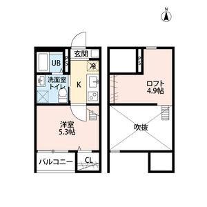 コンフォート上高畑 (1SK/2階)の間取り写真