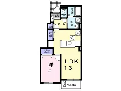フィオーレ2番館(1LDK/1階)の間取り写真