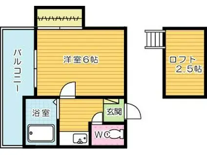 アクティブ徳力(1K/2階)の間取り写真