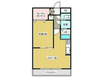 ウッドベルスクエアB棟(1LDK/3階)の間取り写真