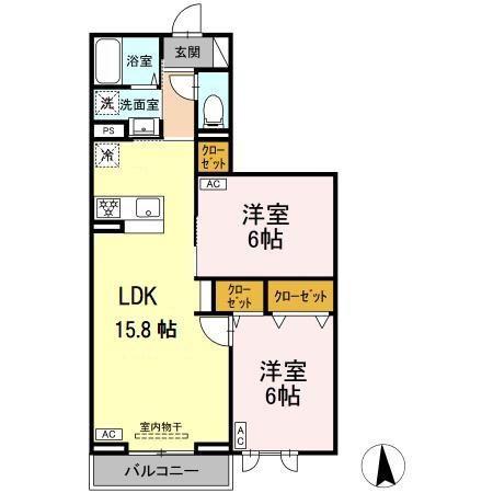 セレスティア高島平III(2LDK/2階)の間取り写真
