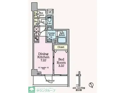 ARKMARKお花茶屋(1DK/1階)の間取り写真