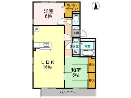 パティール西小森野 C棟(2LDK/3階)の間取り写真