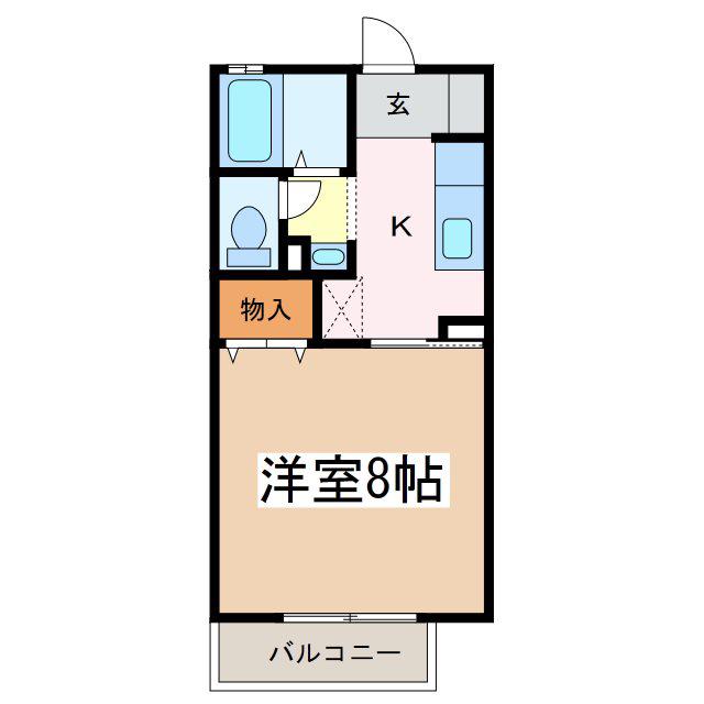 ルミエール A棟(1K/2階)の間取り写真