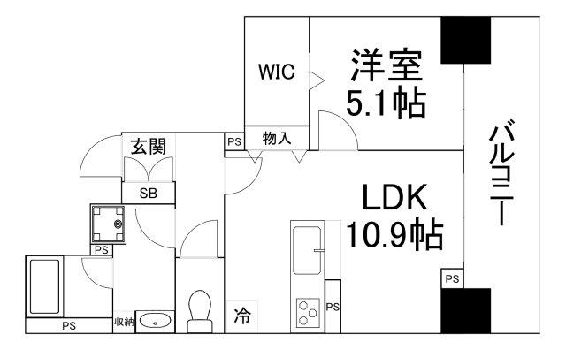 LAZO内久宝寺(1LDK/10階)の間取り写真