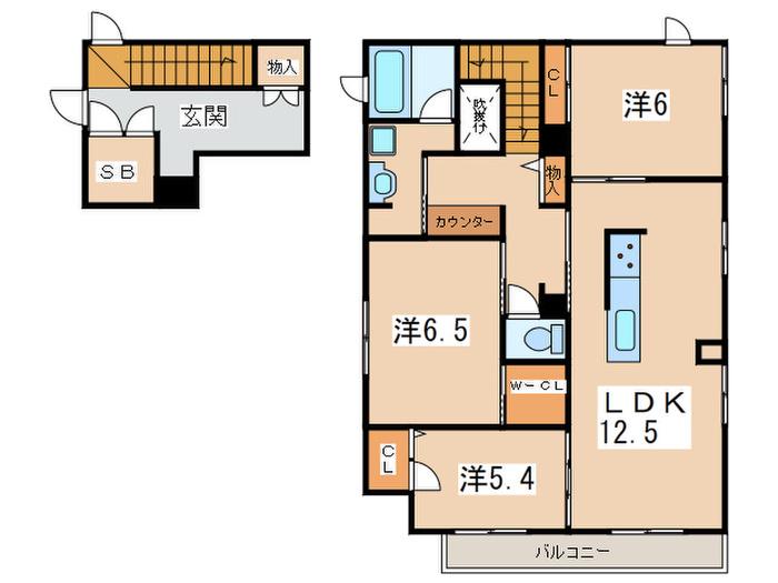 ハート リーフ(3LDK/2階)の間取り写真