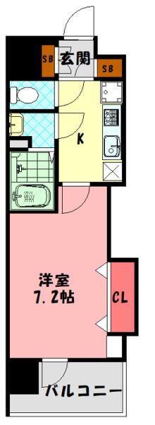 ラグゼナ門真(1K/10階)の間取り写真