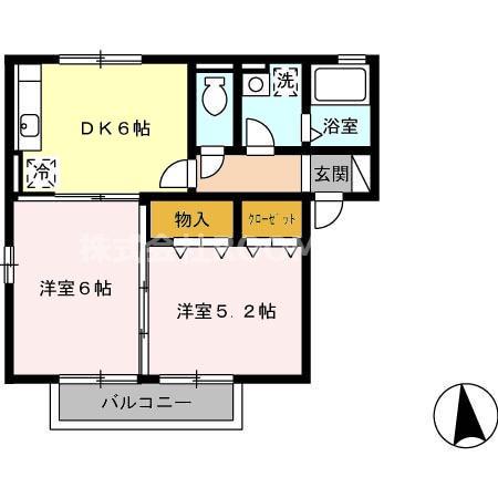 セジュール楽楽C棟(2DK/2階)の間取り写真