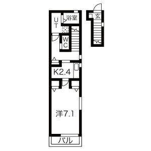 レジデンスKOHARADA(1K/2階)の間取り写真