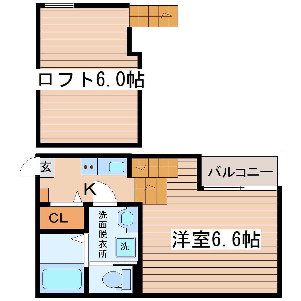 ソレイユII(1K/1階)の間取り写真