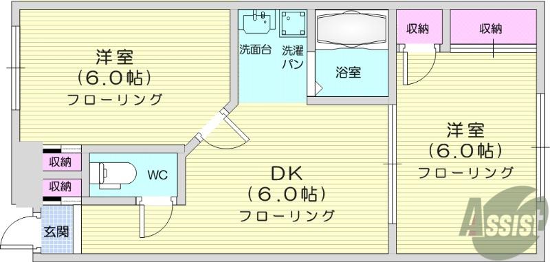 フェニックス福室(2DK/1階)の間取り写真