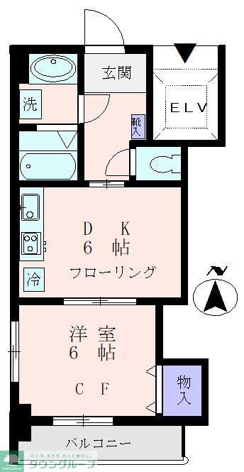 武蔵関ステーションフロント(1DK/6階)の間取り写真