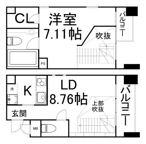 ネット伏見町(1LDK/4階)の間取り写真