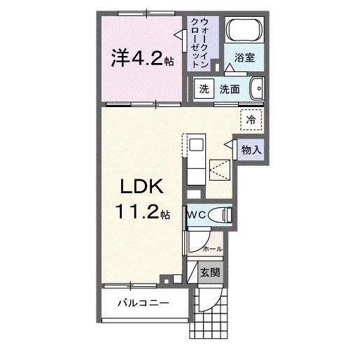 セレスティアI(1LDK/1階)の間取り写真