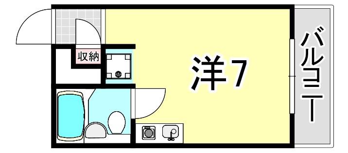 甲子園上鳴尾シティハウス(ワンルーム/2階)の間取り写真