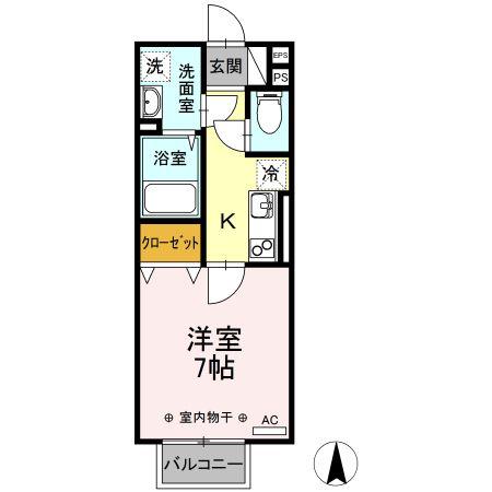 セジュール I(1K/2階)の間取り写真