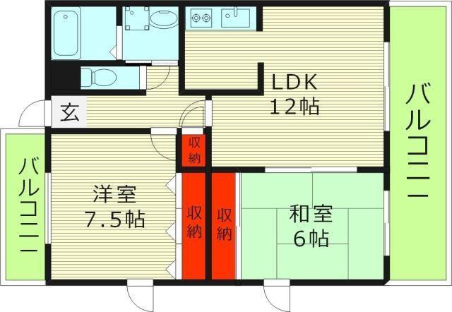 EIGHT SHIROKITAI(2LDK/7階)の間取り写真