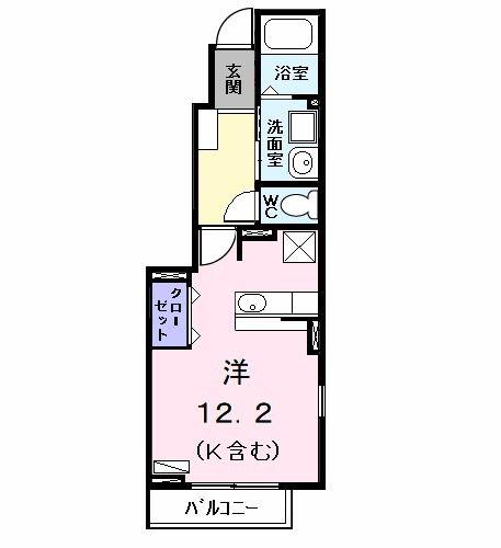 アンジュ(ワンルーム/1階)の間取り写真