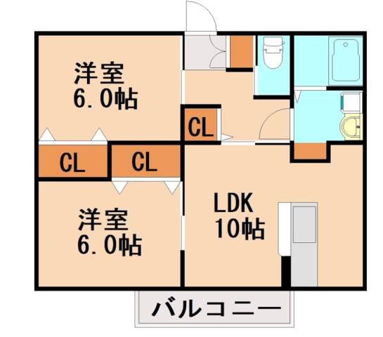 ライフステージ山野(2LDK/2階)の間取り写真