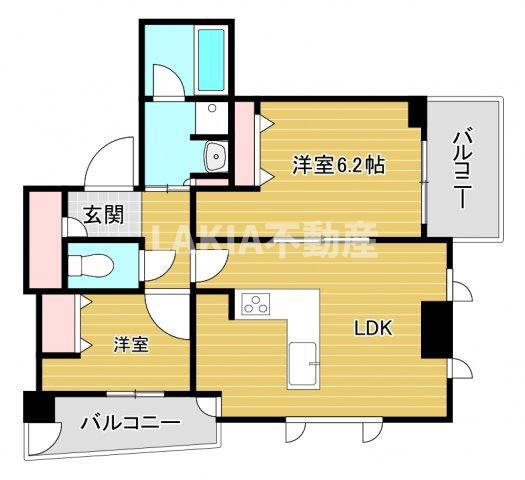 クロスレジデンス大阪新町(1SLDK/15階)の間取り写真
