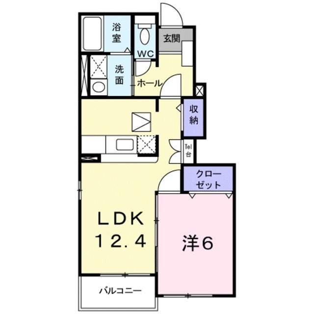ラ・ペジーブル(1LDK/1階)の間取り写真