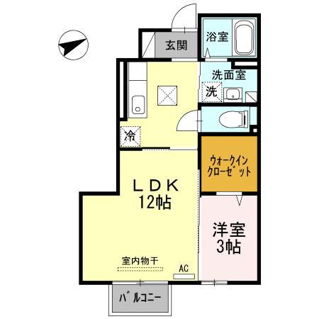 レセンテヴィッラ(1LDK/1階)の間取り写真