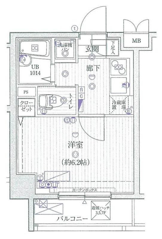 アプレシティ両国(1K/6階)の間取り写真