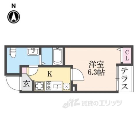グランデコート西院三蔵(1K/1階)の間取り写真