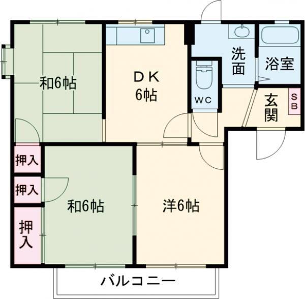 ガーデンハイツ志村 A棟(3DK/1階)の間取り写真