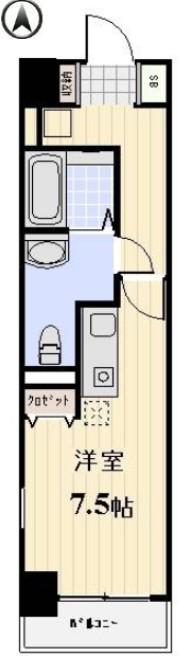 フレグランス川崎(ワンルーム/9階)の間取り写真
