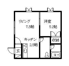 スイートピー(1LDK/2階)の間取り写真