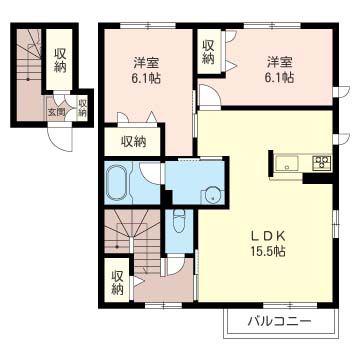 アーペル(2LDK/2階)の間取り写真