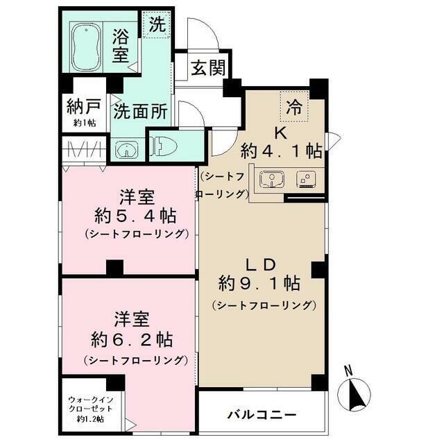 シェルクレール 松庵(2LDK/3階)の間取り写真