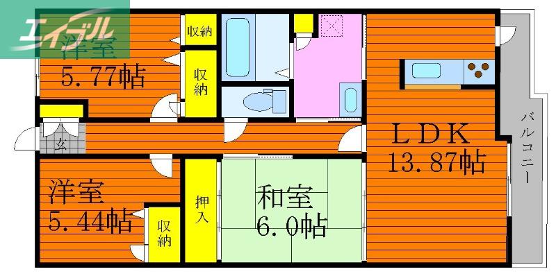 サーパス東古松通(3LDK/8階)の間取り写真