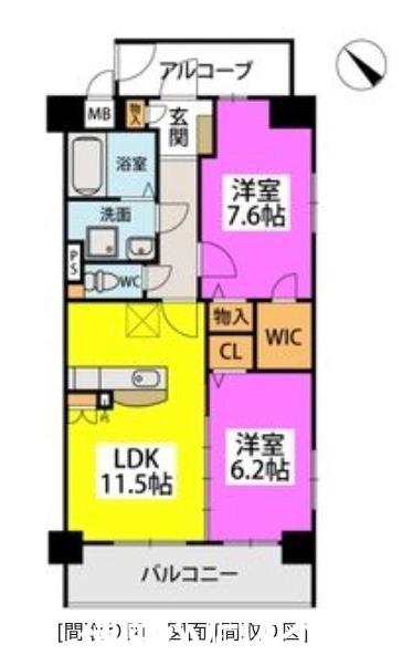 ベルカンパーニュ(2LDK/1階)の間取り写真