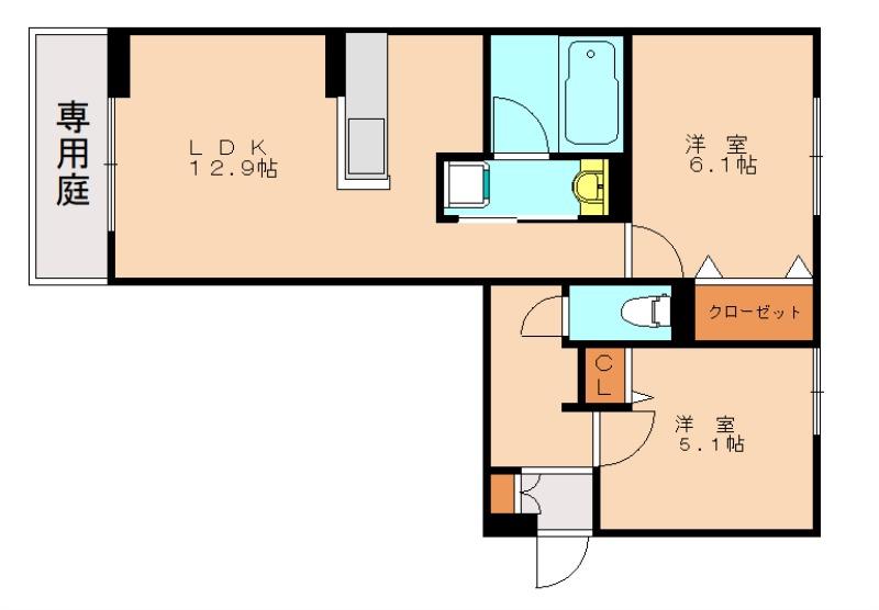 CHOUETTE(2LDK/1階)の間取り写真