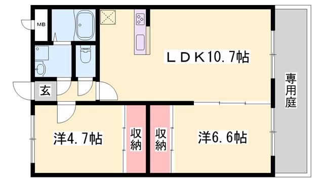 リバーサイド兼田(2LDK/3階)の間取り写真
