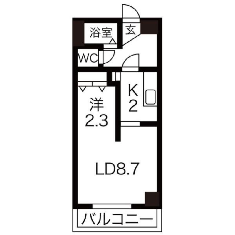 AMS東札幌24(1LDK/6階)の間取り写真