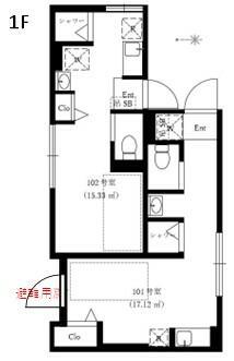 ルミエール中野1丁目(ワンルーム/1階)の間取り写真