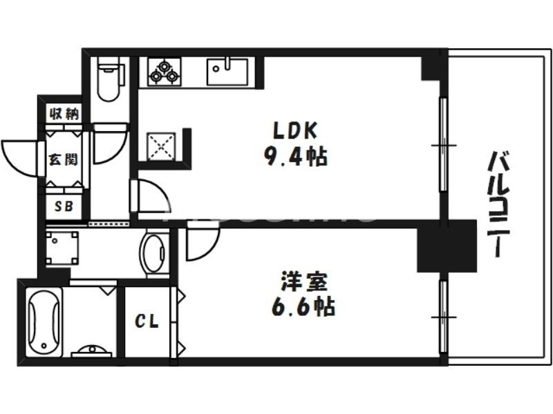アデニウムタワー梅田(1LDK/8階)の間取り写真