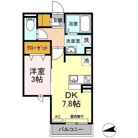 セレッソ(1DK/2階)の間取り写真