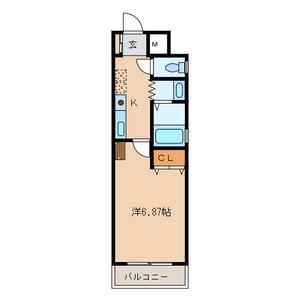第2フジビル(1K/6階)の間取り写真