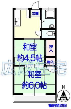TABATA APARTMENT(2K/1階)の間取り写真