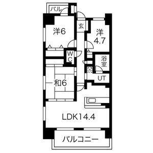元今泉レジデンス(3LDK/13階)の間取り写真