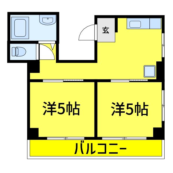 コーポセブン(2DK/3階)の間取り写真